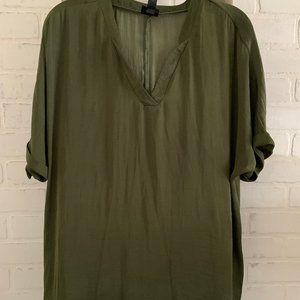 Silky Army Green Blouse